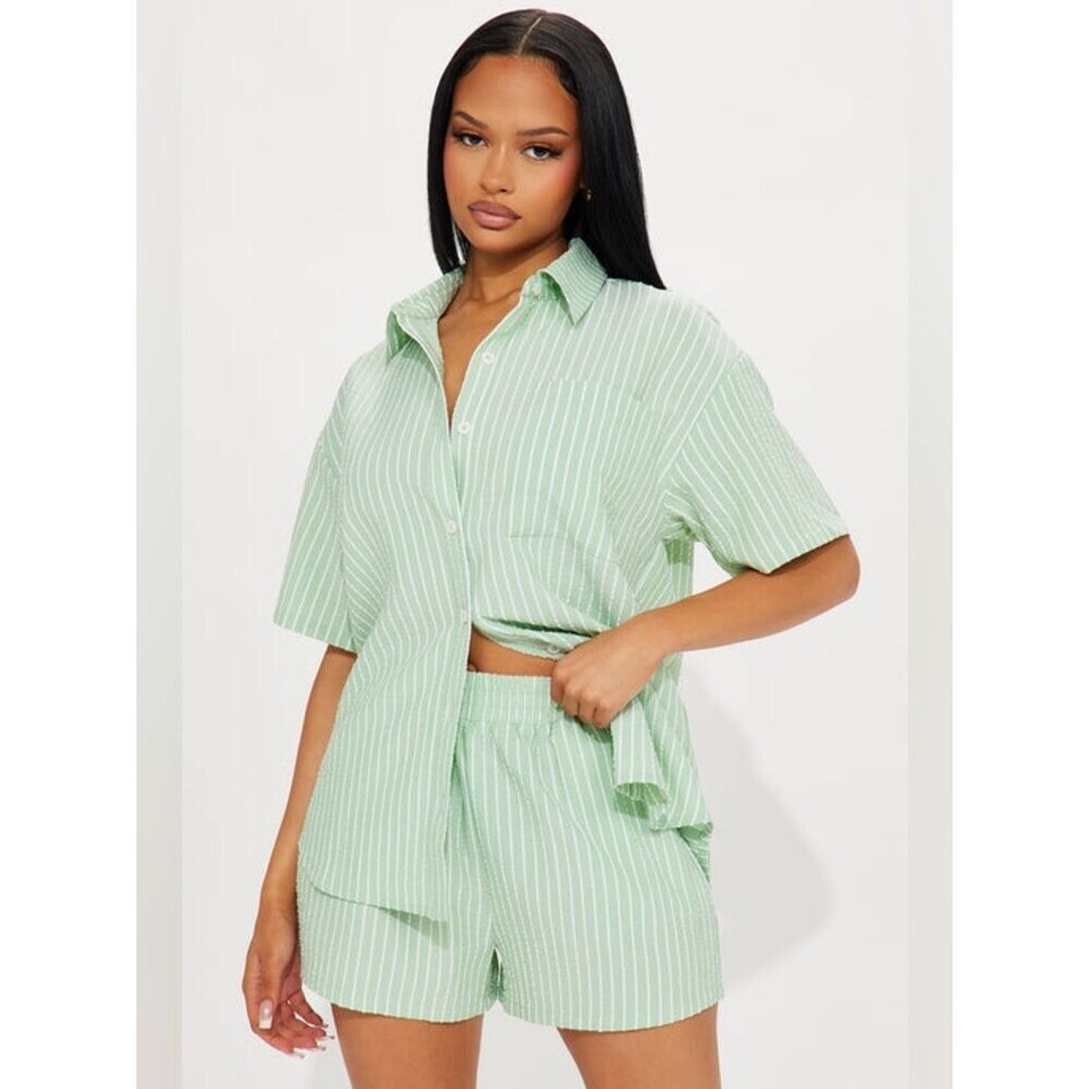 Fashion Nova Lily Striped Short Set